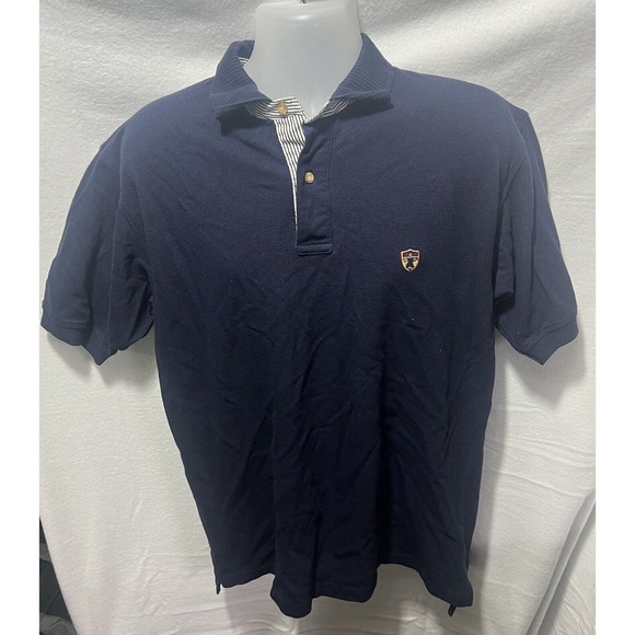 Woods & Gray Short Sleeve Polo‎ Shirt Blue Collared Mens Medium - Picture 1 of 8